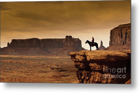 Horse Metal Print featuring the photograph Western Cowboy Native American by Yinyang