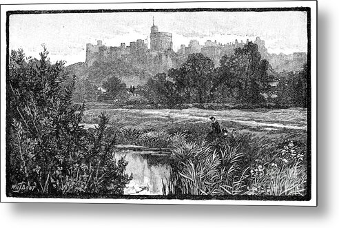 Engraving Metal Print featuring the drawing Windsor Castle, 1900.artist William by Print Collector