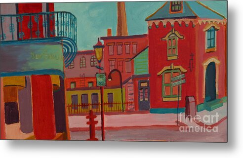Cityscape Metal Print featuring the painting Middle Street in Lowell MA by Debra Bretton Robinson