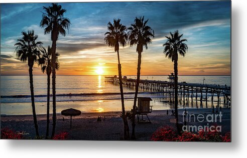 Beach Metal Print featuring the photograph San Clemente Pier at Sunset #1 by David Levin
