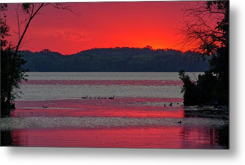 Lake Metal Print featuring the photograph After Sunset on Lake Waubesa at Babcock park by Peter Herman
