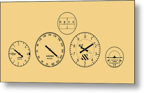 East Metal Print featuring the drawing Aircraft Instruments by Gwmullis