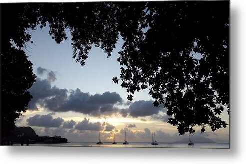 All Metal Print featuring the digital art Boats Coming Home in Seychelles KN15 by Art Inspirity