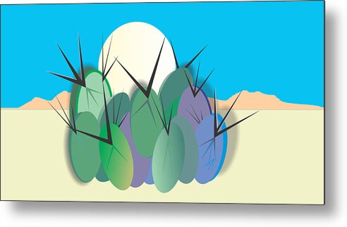 Southwest Metal Print featuring the digital art Cacti Gathering Three by Ted Clifton