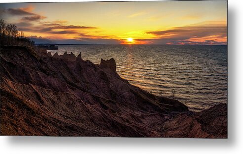 Chimney Bluffs Metal Print featuring the photograph Chimney Bluffs State Park Sunset by Mark Papke