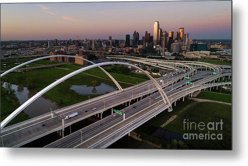Dallas Skyline Metal Print featuring the photograph Dallas Skyline at dusk by Keith Kapple