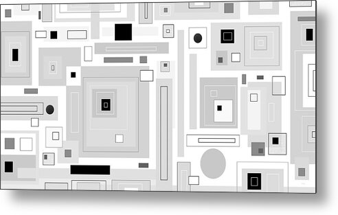 Day Four Metal Print featuring the digital art Day Four - White and Black Geometric Abstract by Val Arie