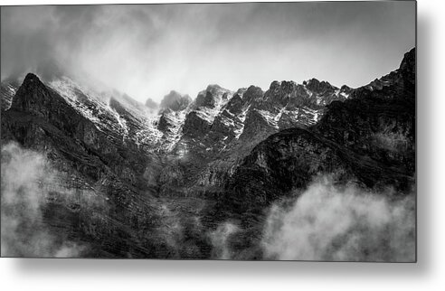 Dramatic Black And White Mountain Range Metal Print featuring the photograph Dramatic Black And White Mountain Range by Dan Sproul