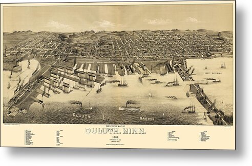 Duluth Metal Print featuring the drawing Duluth, Minnesota, 1887 by Henry Wellge