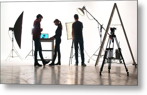 Working Metal Print featuring the photograph Film crew in the studio by Brightstars