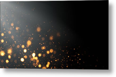 Particle Metal Print featuring the drawing Golden Defocused Lights Background with Copy Space by Loops7