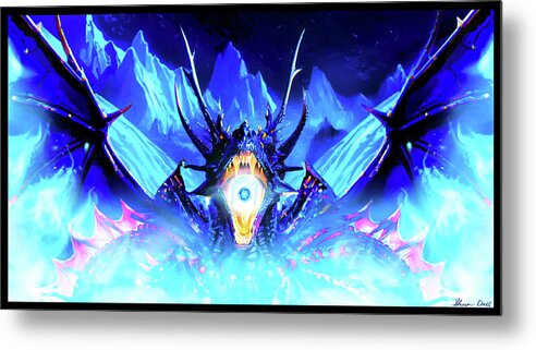 Monster Metal Print featuring the mixed media Ice Dragon ATTACK by Shawn Dall