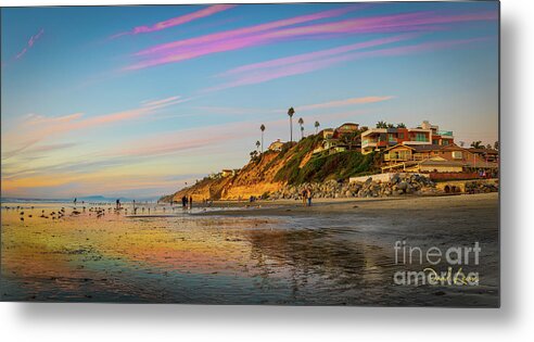 Beach Metal Print featuring the photograph Low Tide Colors at Moonlight Beach by David Levin