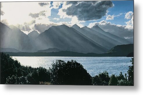 Landscape Metal Print featuring the painting Manapouri by Brian Moore