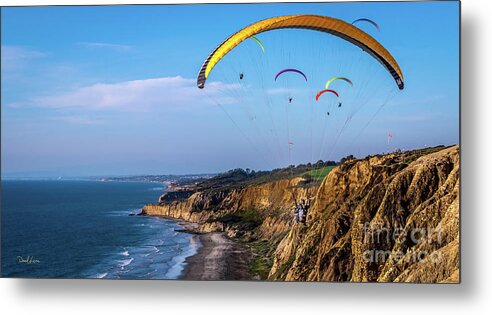 Beach Metal Print featuring the photograph Paragliders Flying Over Torrey Pines by David Levin
