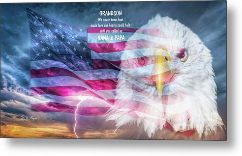 Patriotic Metal Print featuring the photograph Patriotic Sky III With Message to Grandson by DB Hayes