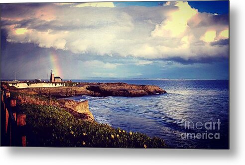 Santa Cruz Metal Print featuring the photograph Rainbow over lighthouse by Garnett Jaeger