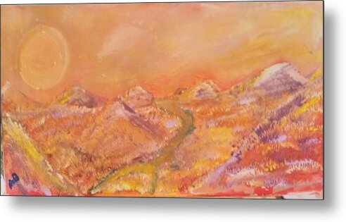 Landscape Metal Print featuring the painting Red Desert by Andrew Blitman