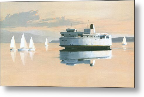 Bc Ferries Metal Print featuring the painting Right of way The Queen of Burnaby by Gary Giacomelli