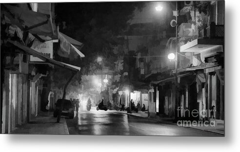 Vietnam Metal Print featuring the photograph Streets of Hanoi Digital Paint Black White by Chuck Kuhn