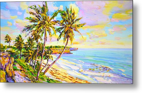 Ocean Metal Print featuring the painting Sunny Beach. Ocean. by Iryna Kastsova