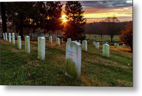America Metal Print featuring the photograph Sunrise over Soldiers' National Cemetery Gettysburg by Amelia Pearn