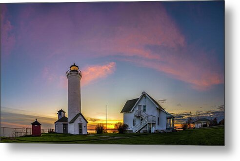 1000 Islands Metal Print featuring the photograph Tibbets Point Lighthouse Dusk by Mark Papke