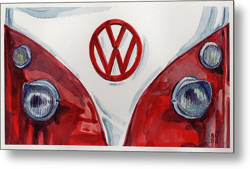 Car Metal Print featuring the painting Volkswagen by George Cret