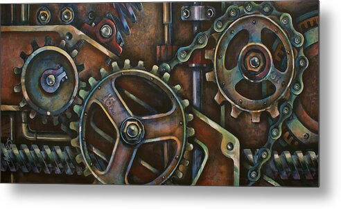 Steam Punk Metal Print featuring the painting 'Blue Harmony' by Michael Lang