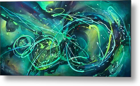 Abstract Metal Print featuring the painting 'evening Sky' by Michael Lang