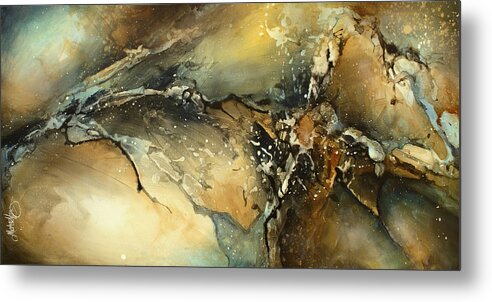 Abstract Metal Print featuring the painting ' Fractured ' by Michael Lang
