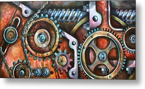 Mechanical Metal Print featuring the painting ' Harmony 8' by Michael Lang