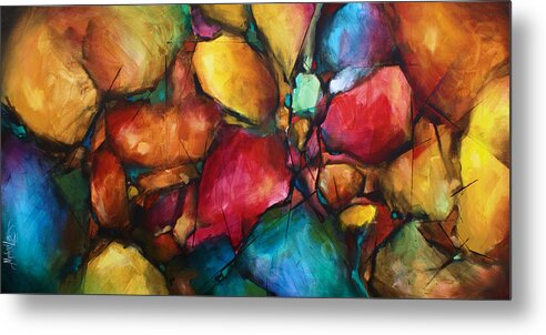 Abstract Metal Print featuring the painting ' Setting' by Michael Lang