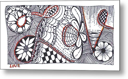 Zentangle Metal Print featuring the mixed media Love #1 by Ruth Dailey