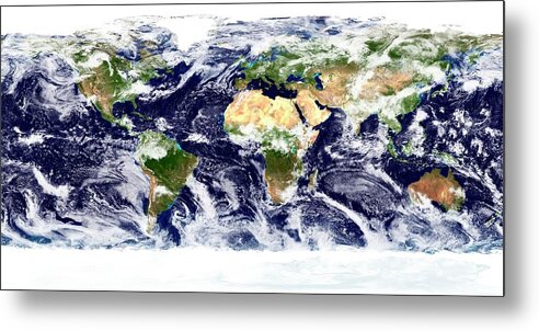 Whole Metal Print featuring the photograph Whole Earth Map #1 by Nasa/science Photo Library