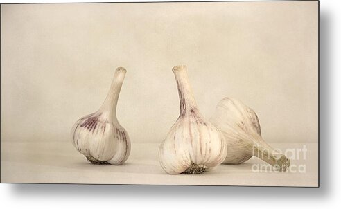 White Metal Print featuring the photograph Fresh Garlic #2 by Priska Wettstein