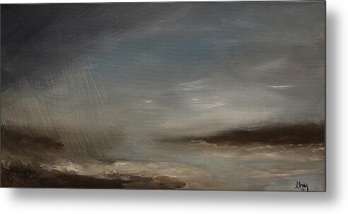 Abstract Painting Metal Print featuring the painting Abstract Contemporary Seascape Landscape Painting on stretched canvas by Gray Artus