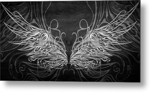Wing Metal Print featuring the mixed media Angel Wings BW by Angelina Tamez