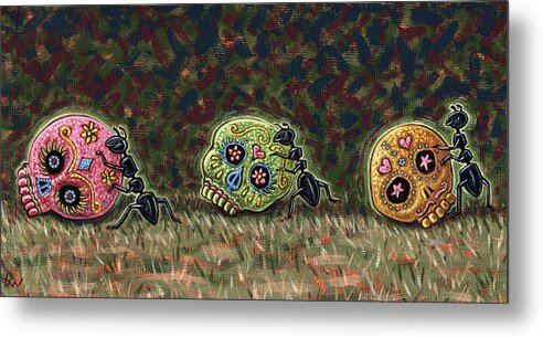 Skulls Metal Print featuring the painting Ants and Sugar Skulls by Holly Wood