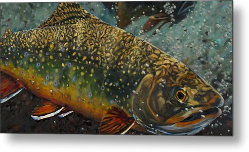 Brook Trout Metal Print featuring the painting Big Brookie by Les Herman