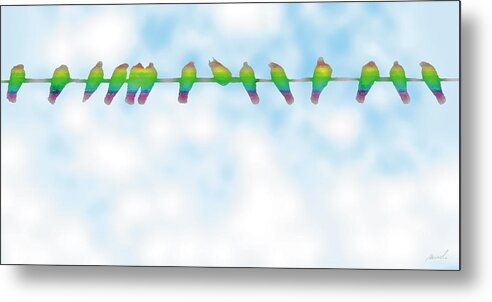 Birds Metal Print featuring the painting Birds On A Wire by The Art of Marsha Charlebois