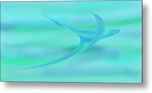 Abstract Metal Print featuring the digital art Blue Ray by Stephanie Grant