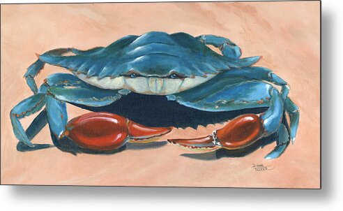 Crab Metal Print featuring the painting Caught Red Handed by Donna Tucker