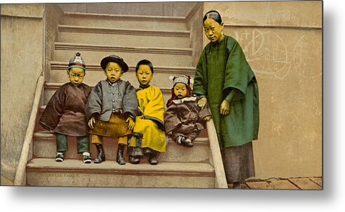 1900s Metal Print featuring the photograph Chinatown Family by Underwood Archives