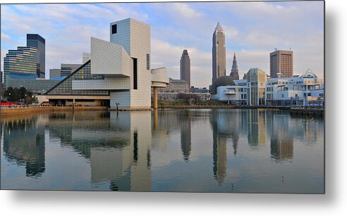 Cleveland Metal Print featuring the photograph Cleveland Waterfront Daytime Panorama by Clint Buhler