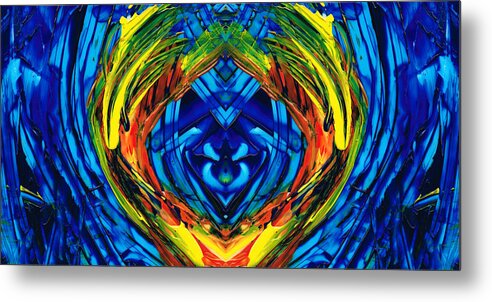 Blue Metal Print featuring the painting Colorful Abstract Art - Purrfection - By Sharon Cummings by Sharon Cummings