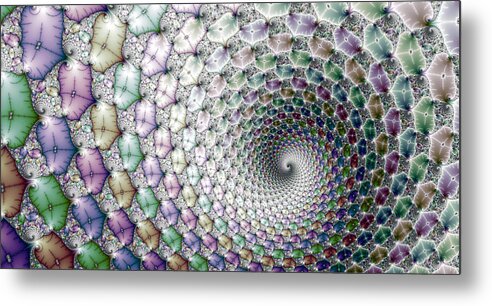 Spiral Metal Print featuring the digital art Colorful fractal spiral wide horizontal format by Matthias Hauser