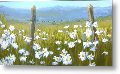 Flowers Metal Print featuring the painting Daisy Dance by Karen Ilari
