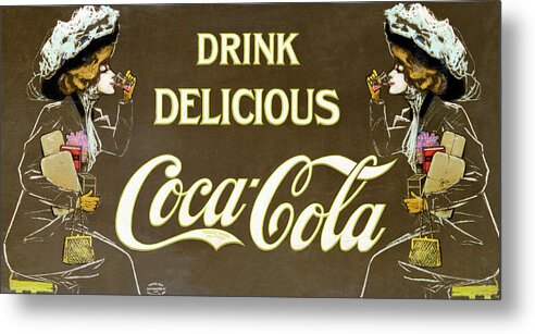 Coca Cola Metal Print featuring the digital art Drink Delicious Coca Cola by Georgia Fowler