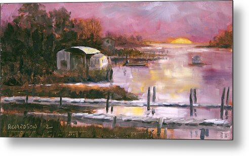 Sunrise Metal Print featuring the painting First Light Two Mile Channel by Susan Richardson